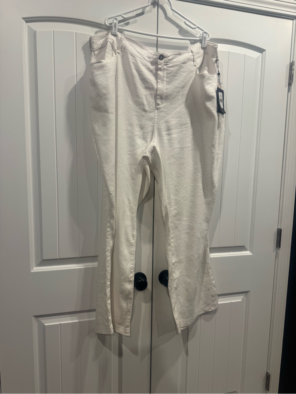 NYDJ White High-Rise Straight Leg Pants